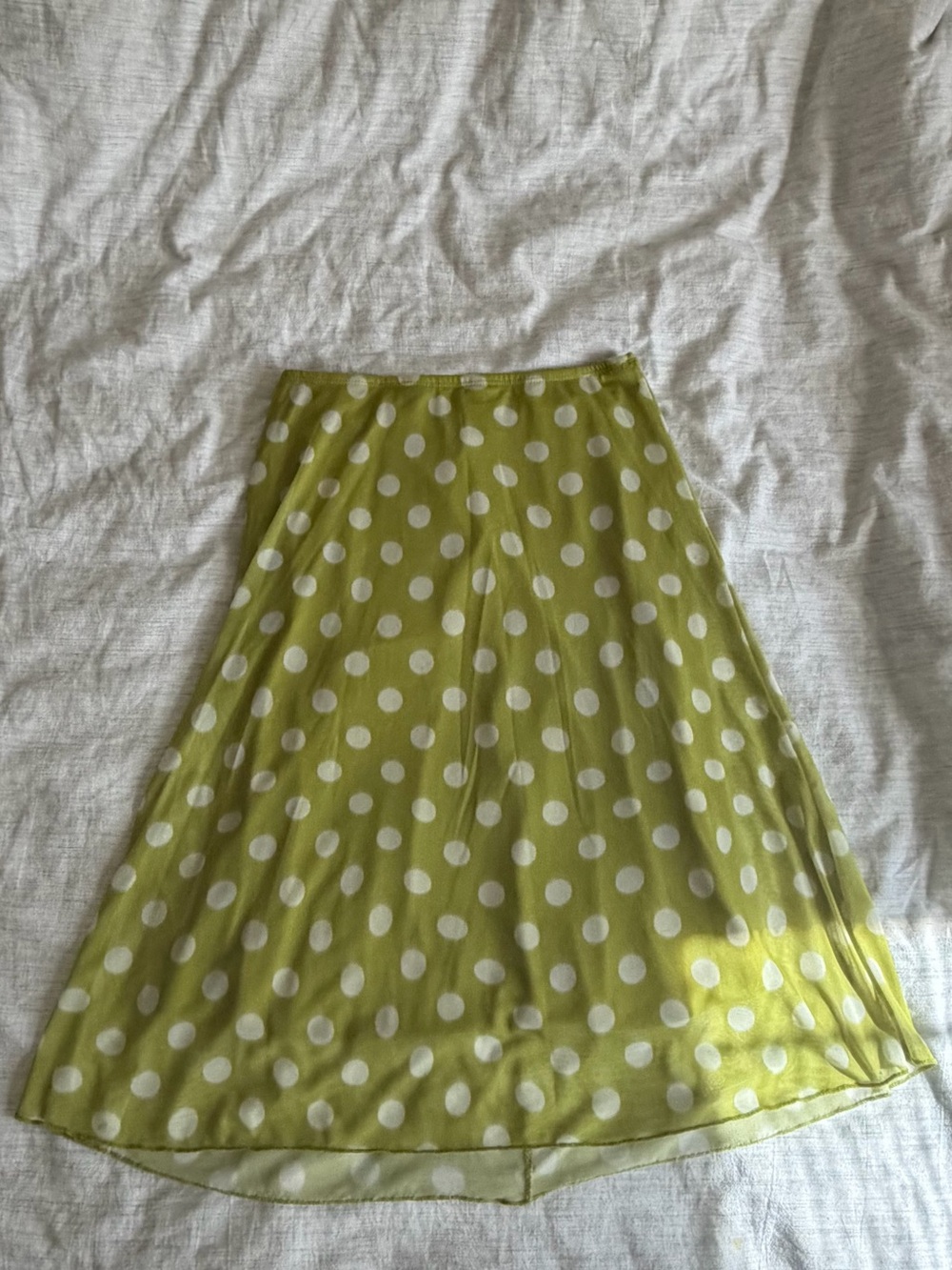 See You Monday Lime Green Polka Dot A-Line Skirt